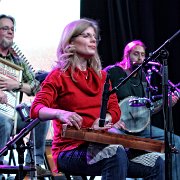 Rob on percussion (washboard and cans), Jeanne Anne on dulcimer, and Michael on banjo and harmonica.   (photo by Randy Brown)